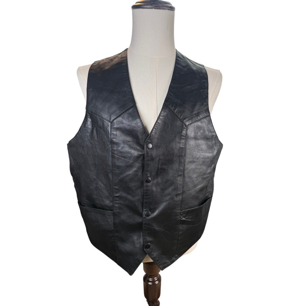 NEW All State Leather Rugged Plain Split Cowhide Vest L NWT